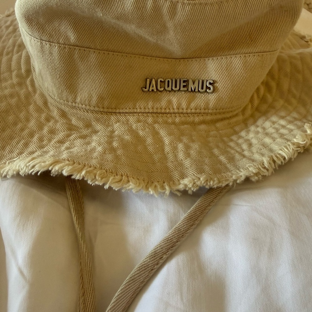 Jacquemus Tan Canvas Bucket Hat with Silver Logo